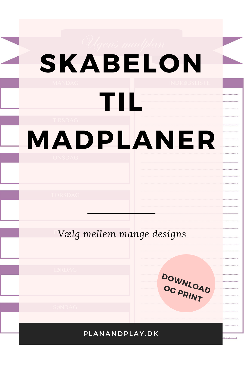 Madplaner til download og print - gratis skabeloner - Plan & Play